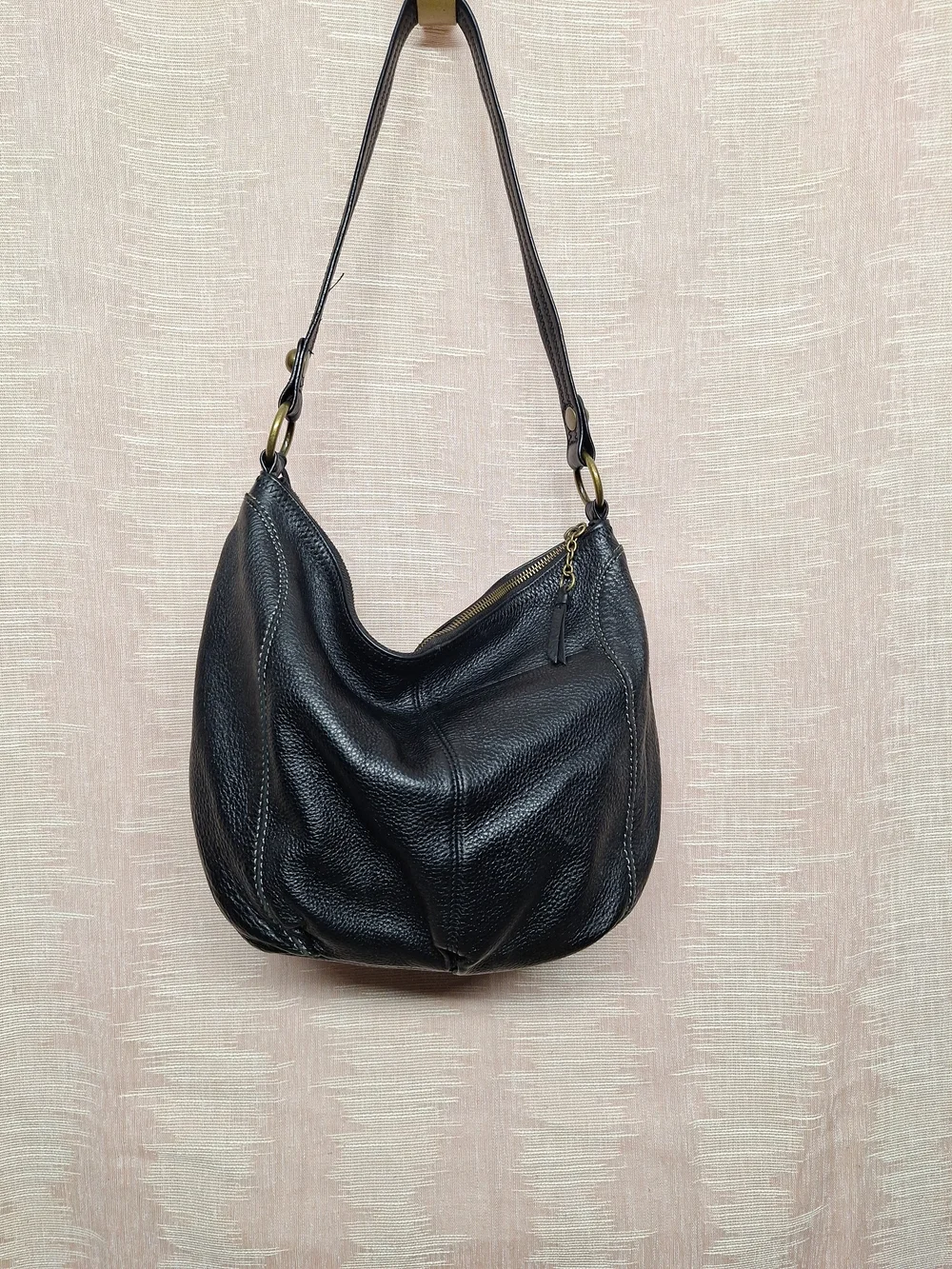 The Sak Black Pebbled Leather Hobo Shoulder Bag